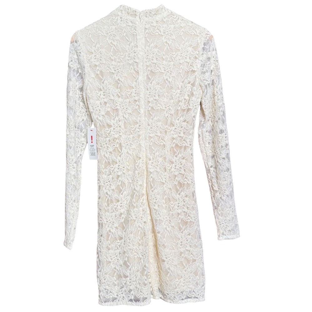 Bardot Vezza Lace Dress Ivory Mini Women Med 6 Stretch Wedding Bridal Romantic - Picture 2 of 11